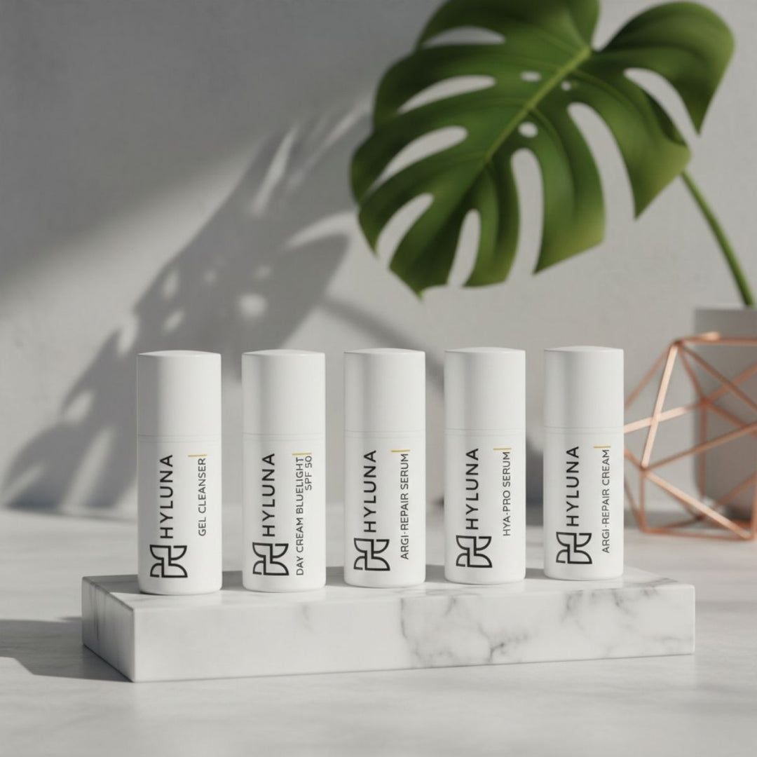 Gel Cleanser 5ml, Day Cream Bluelight  5ml, Argi repair serum, Argi repair Cream, HyaPro Serum, 